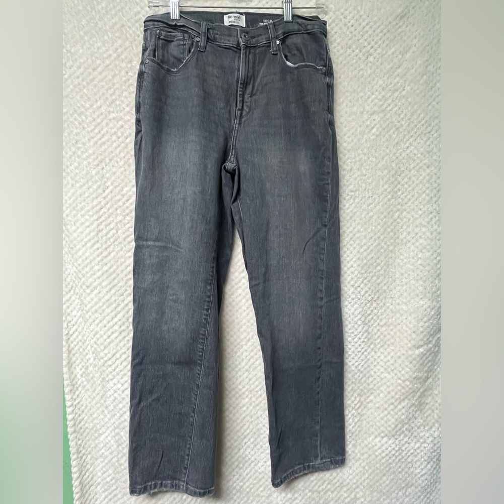 Kensie Womens The Ella High Rise Straight Jeans Size 6 Charcoal Gray Cotton